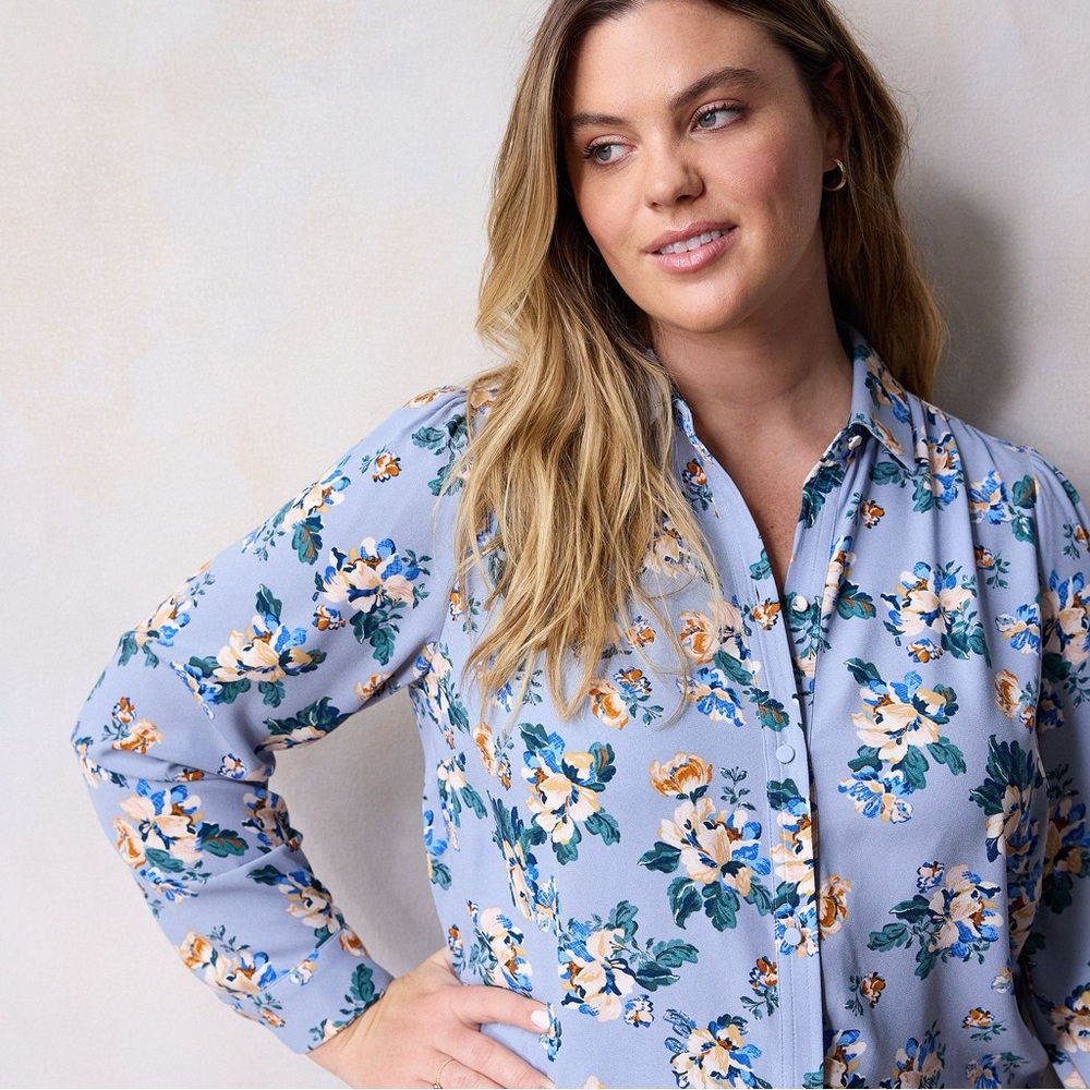 Plus Size LC Lauren Conrad Collared Button-Front Shirt 3X - Picture 3 of 9